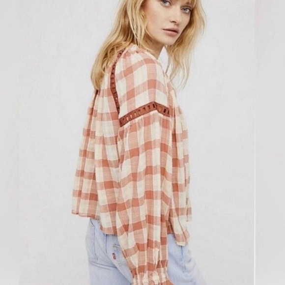 NWT Free People Honey Grove Plaid Top (size S) - Picture 3 of 11